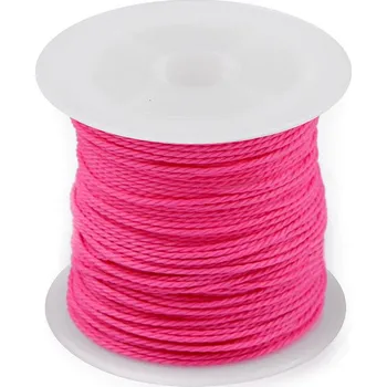 Šnůrka PES kroucená Ø1 mm voskovaná, barva 5 růžová neon