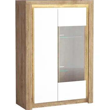 police Vitrína nízká FILIKA, dub ribbeck/bílý lesk + vyzvednutí ZDARMA