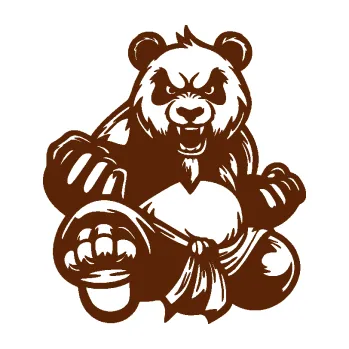 Samolepící dekorace Panda 012 levá Kung Fu bojovník (15 - hnědá) SAMOLEPKA NA AUTO, NÁLEPKA, FÓLIE, POLEP, TUNING, VLASTNÍ TEXT, TISK, AUTOSAMOLEPKY.cz, POLEPY, OBRÁZEK, LOGO, 3D STICKERS