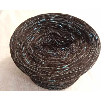 Příze Merino Dark Chocolat Lux 3-nitka 1000m s nopkovou nitkou (Merino klubko s nopky Dark Chocolat lux)