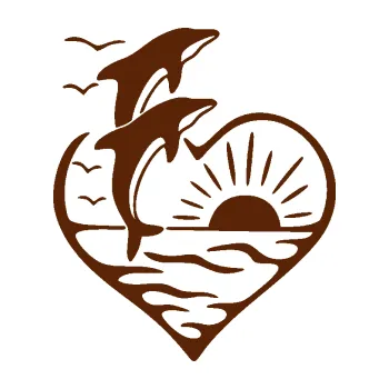 Samolepící dekorace SAMOLEPKA Delfíni 002 pravá západ slunce (15 - hnědá) NA AUTO, NÁLEPKA, FÓLIE, POLEP, TUNING, VLASTNÍ TEXT, TISK, AUTOSAMOLEPKY.cz, POLEPY, OBRÁZEK, LOGO, SAMOLEPKY