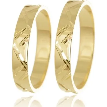 Prsten Snubní prsteny ze žlutého zlata ryté SNUB0136 + DÁREK ZDARMA