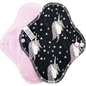Menstruační vložka Denní vložka (PUL) - Kouzelný jednorožec, sv. růžový velur (kojenecký plyš), Breberky