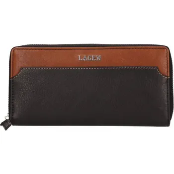 Dámská kožená peněženka černo/hnědá - Lagen Valeriss černá