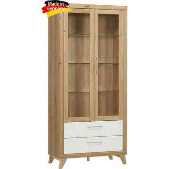 Policová skříň Široký skleník divoký dub masiv/bílá matná MDF - Berlin BERLIN-V02-2BN