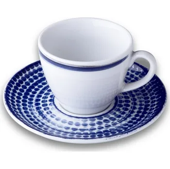 Suisse Langenthal | Šálek s podšálkem, modrý dekor, 150 ml, Points