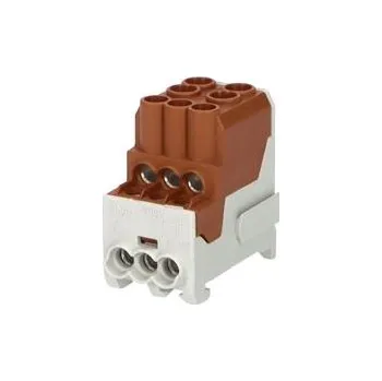 Rozvaděč Eleman Blok pro rozdělení fází UVB 100 L B, 1pól., 101A, AL/CU, 1000V, hnědý, na DIN