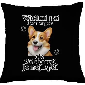 Dekorativní polštářek Polštář bavlněný s potiskem Nejlepší corginek