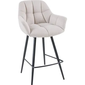 Barová židle Designová otoční barová židle Mariposa s béžovým potahem a černými kovovými nožičkami v industriálním stylu 106 cm