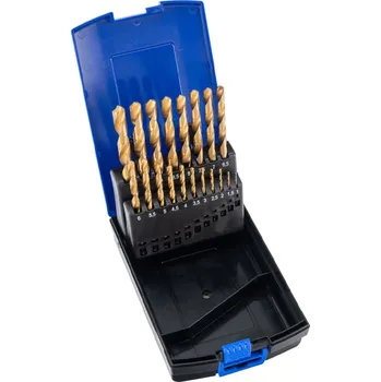 Příslušenství k vrtačce Condor vrtáky spirálové broušené HSS-TiN, průměr 1,0 - 13,0 mm, sada 25 dílů - 100-08123