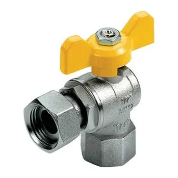 Ventil TIEMME plynový kulový kohout rohový s motýlem vnitřní/vnitřní závit s převleč. maticí 1/2"