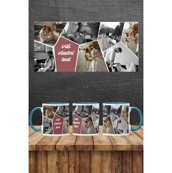 Hrnek s vlastními fotkami a textem Barva: Modrá