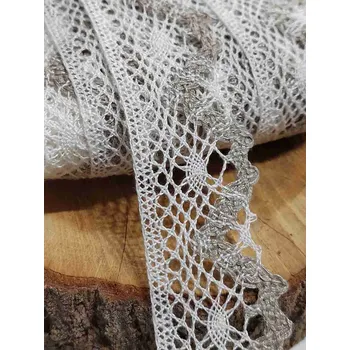 Krajka Lněná krajka šíře 40 mm paličkovaná