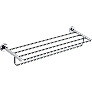 Sada koupelnových doplňků SAPHO X-ROUND E polička na ručníky s hrazdou 650mm, chrom (104105072) XR415