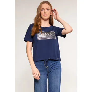 Dámské tričko Dámské tričko s ozdobným panelem TSH0083-013 tmavě modrá - Monnari XXL