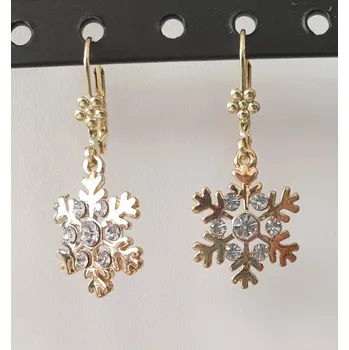 Náušnice Náušnice sněhová vločka s broušenými kamínky (zlatorůžová)