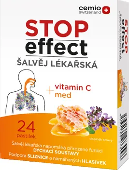 Přírodní produkt Cemio Stop effect šalvěj lékařská + vitamin c + med 24 pastilek
