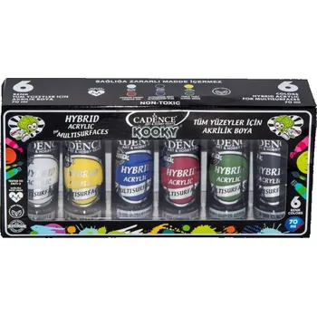 Vodová barva Cadence Univerzální akrylové barvy Cadence Kooky, 70 ml, 6 barev - pro děti