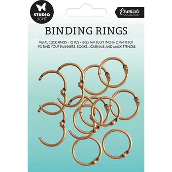 Obal na knihu Studio Light Knihařské kroužky Studio Light, o 25 mm, 12 ks - mosazné