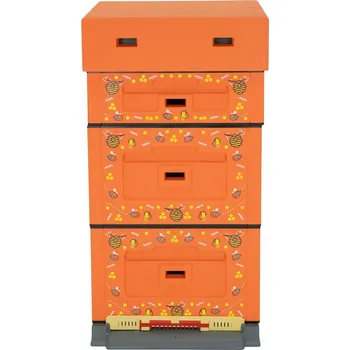 Lysoň Úl Dadant OPTIMA, lakovaný (oranžový), potisk – včela, rozložený