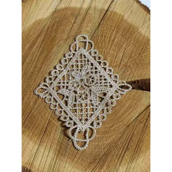 Nášivka Krajková aplikace s lurexem barva béžovo zlatá