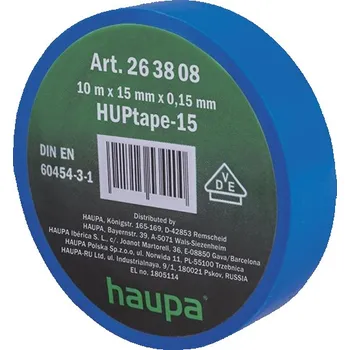 Izolační páska 263808 Páska izolační PVC 15 mm x 10 m, modrá, Haupa