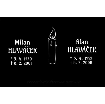 Smuteční dekorace Náhrobní deska 15 x 10 cm se svíčkou písmo bílé