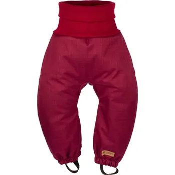 Chlapecké kalhoty Dětské rostoucí zimní softshellové kalhoty s beránkem Monkey Mum® - Vínová karkulka 110/116