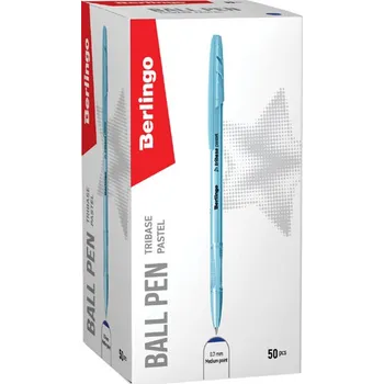 Kuličkové pero Berlingo Tribase pastel, 50ks, 0.7mm, modré