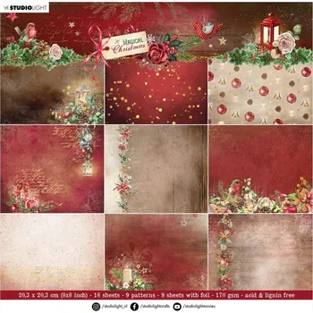 Studio Light Blok podkladových papírů Studio Light "Magical Christmas", 20,3x20,3 cm, 18 l. - červený