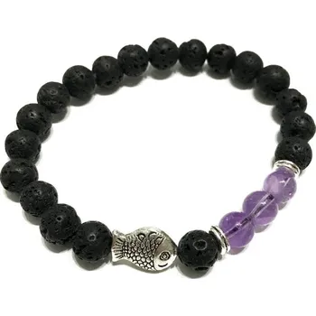 Náramek Náramek z Lávového kamene Ametyst/ryba