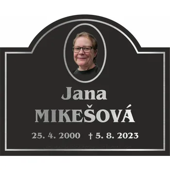 Smuteční dekorace Náhrobní deska Jana 15 x 10 cm s fotkou písmo stříbrné