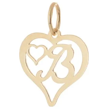 Přívěsek Přívěšek srdce s písmenem B ze žlutého zlata ZZ0583F + dárek zdarma