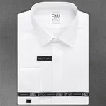 Pánská košile AMJ na manžetové knoflíčky, bílá s vetkávaným vzorem VDSA838MK, dlouhý rukáv, slim fit, vel. 37
