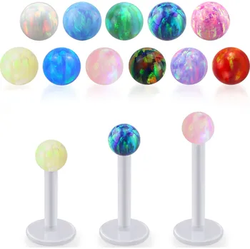 Piercing Piercingate Labreta - syntetický opál - PLA00292 - Barva/Motiv: Černá, Délka tyčky: 6 mm, Průměr tyčky: 1,2 mm