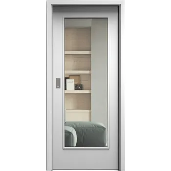 Interiérové dveře SAPELI ELEGANT KOMFORT M40 - CPL LAMINÁT - POSUVNÉ DVEŘE VČ. ZÁRUBNĚ - Bílá pór Průchozí šířka (cm): 70, Průchozí výška (cm): 197, Typ skla: Čiré sklo