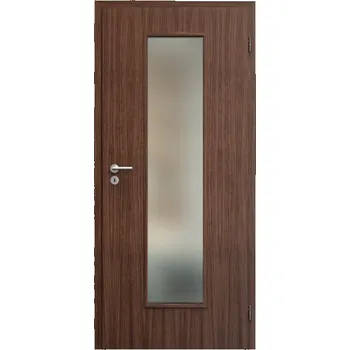 Interiérové dveře SAPELI ELEGANT KOMFORT M55 - DÝHA - OTOČNÉ DVEŘE VČ. ZÁRUBNĚ - Ořech americký Průchozí šířka (cm): 80, Průchozí výška (cm): 197, Typ skla: Satináto bílé