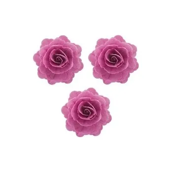 umělá květina Růže z jedlého papíru FIALOVÁ / 7 cm