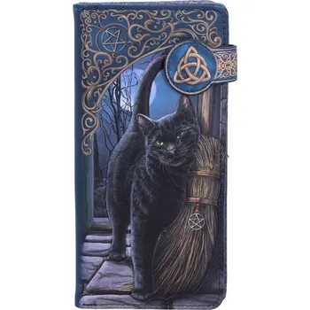 Peněženka Luxusní peněženka s černou kočkou a koštětem - design Lisa Parker