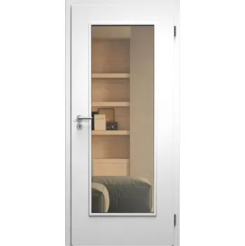 Interiérové dveře SAPELI ELEGANT KOMFORT M40 - CPL LAMINÁT - OTOČNÉ DVEŘE VČ. ZÁRUBNĚ - Bílá hladká Průchozí šířka (cm): 100, Průchozí výška (cm): 197, Typ skla: Planibel bronz