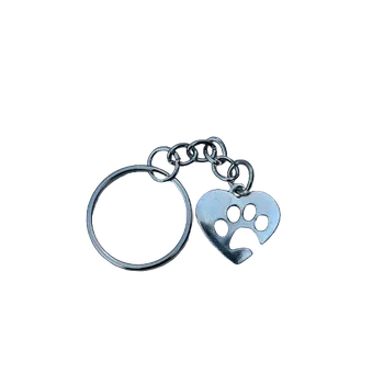 DCH Kovový přívěsek na klíče - psí tlapka v srdci