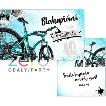 Přání s textem narozeninové 40 + obálka - kolo