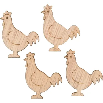 ANDĚL Slepička dřevěná 4 cm s lepíkem 24 ks