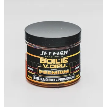 Boilies Boilie v dipu JetFish Premium Clasicc 200ml 20mm Švestka/Česnek