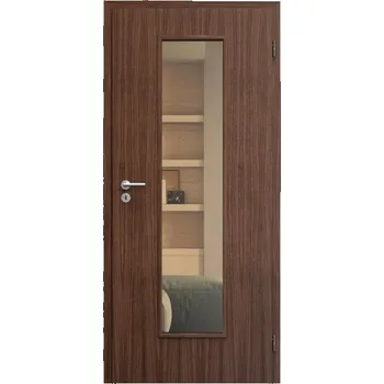 Interiérové dveře SAPELI ELEGANT KOMFORT M55 - DÝHA - OTOČNÉ DVEŘE VČ. ZÁRUBNĚ - Ořech americký Průchozí šířka (cm): 80, Průchozí výška (cm): 197, Typ skla: Planibel bronz