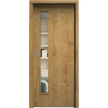 Interiérové dveře SAPELI ELEGANT KOMFORT M60 - CPL LAMINÁT - POSUVNÉ DVEŘE VČ. ZÁRUBNĚ - Dub sukatý Průchozí šířka (cm): 120, Průchozí výška (cm): 197, Typ skla: Čiré sklo