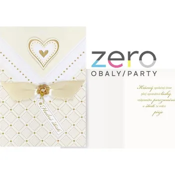 Přání s textem svatební + obálka - srdíčko