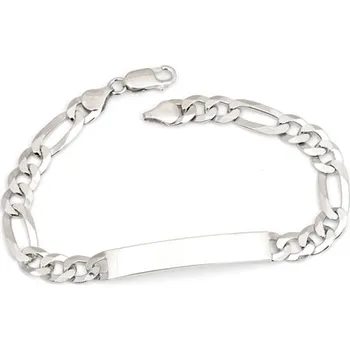 Náramek Pánský stříbrný náramek s destičkou figaro 21 cm 71072F + dárek zdarma