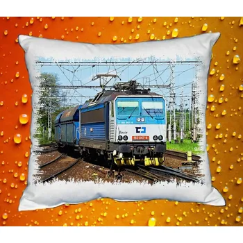 Dekorativní polštářek Polštářek s lokomotivou 163 047-4 (vlak / lokomotiva / železnice)