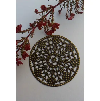 Filigrán kulatý kovový 48 mm, bronz Množství: 1 ks